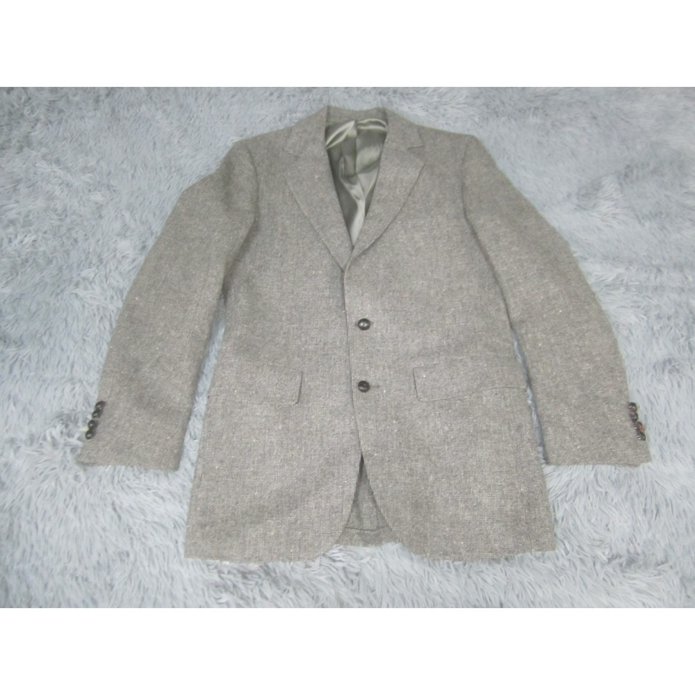 VTG Anthony's Blazer‎ Jacket 38R Gray Tweed Herringbone Casual Sport Coat